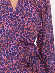 Whistles Pink Mottled Leopard Midi Dress - Image 3 of 5
