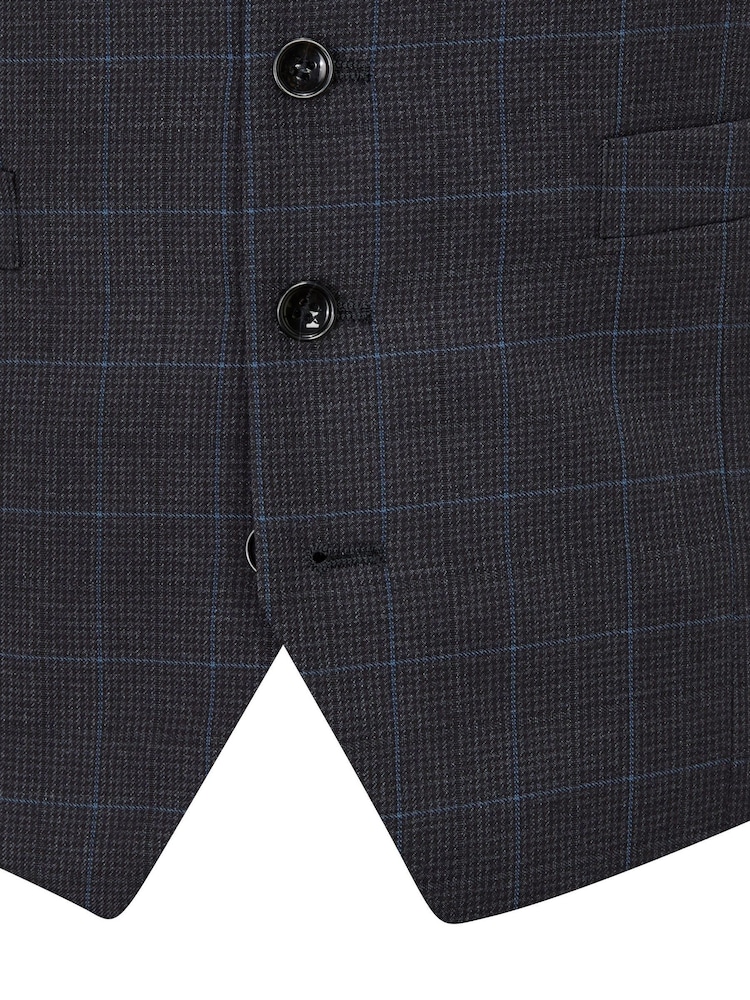 Skopes Charcoal Grey Tailored Fit Baines Check Suit: Waistcoat - Image 4 of 4