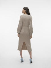 VERO MODA Natural Waisted Long Sleeve Midi Knitted Jumper Dress - Image 2 of 6