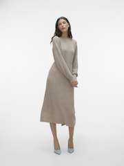 VERO MODA Natural Waisted Long Sleeve Midi Knitted Jumper Dress - Image 3 of 6