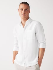 White Linen Blend Long Sleeve Shirt - Image 1 of 8