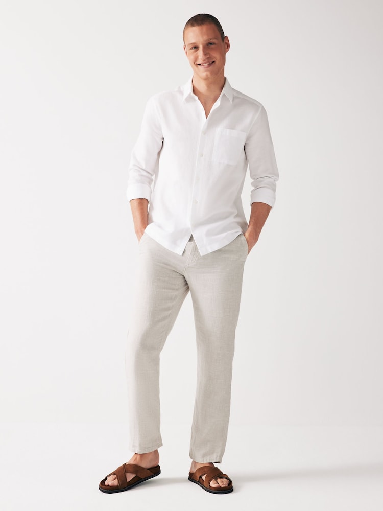 White Linen Blend Long Sleeve Shirt - Image 2 of 8