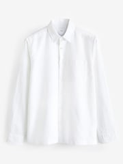 White Linen Blend Long Sleeve Shirt - Image 6 of 8