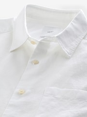White Linen Blend Long Sleeve Shirt - Image 7 of 8