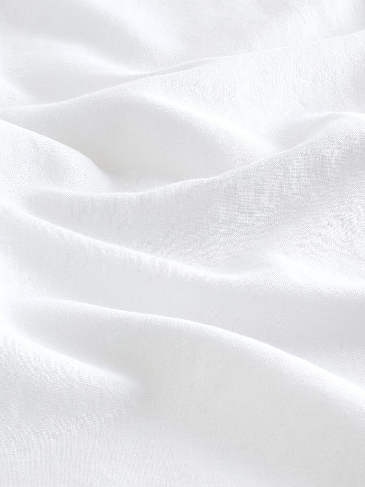 White Linen Blend Long Sleeve Shirt - Image 8 of 8