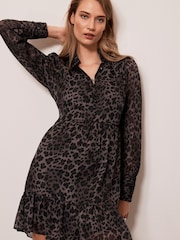 Mint Velvet Grey Animal Print Mini Dress - Image 1 of 4