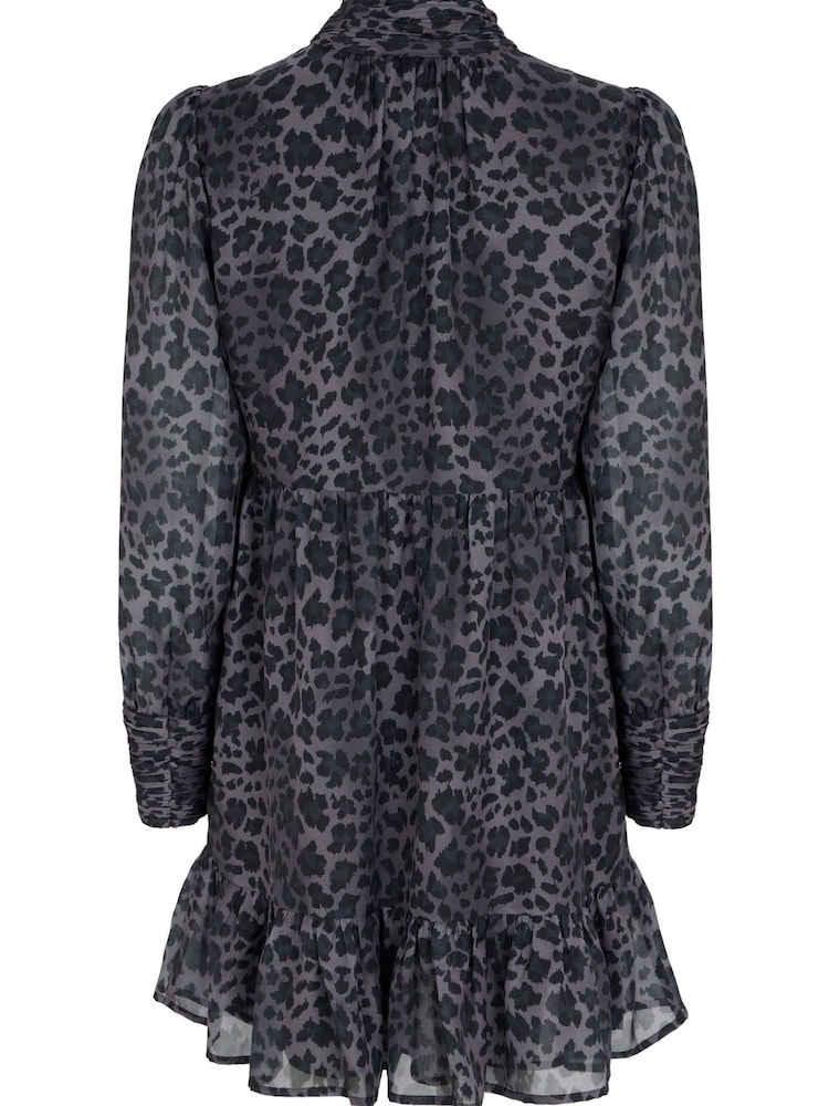 Mint Velvet Grey Animal Print Mini Dress - Image 4 of 4