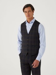 Skopes Black Tailored Fit Alton Check Suit: Waistcoat - Image 1 of 4