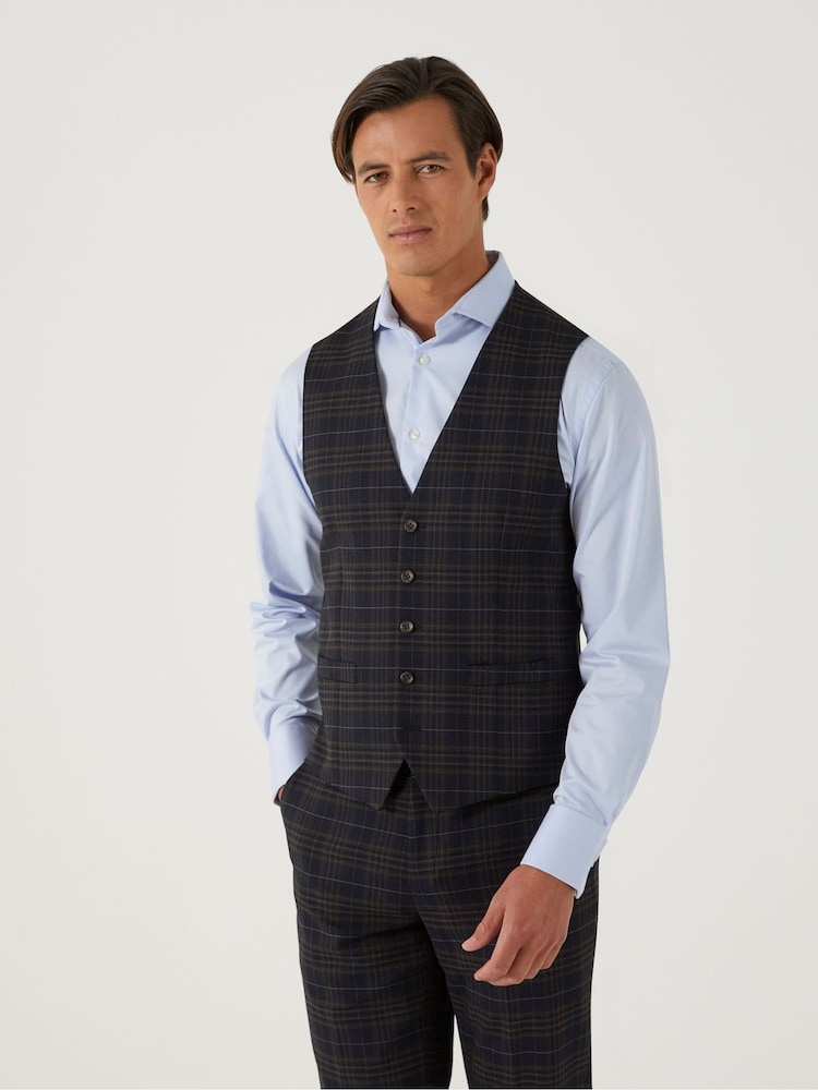 Skopes Black Tailored Fit Alton Check Suit: Waistcoat - Image 1 of 4