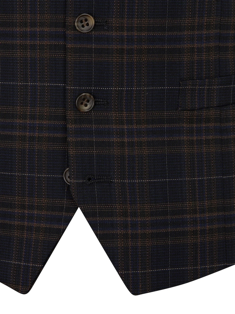 Skopes Black Tailored Fit Alton Check Suit: Waistcoat - Image 4 of 4