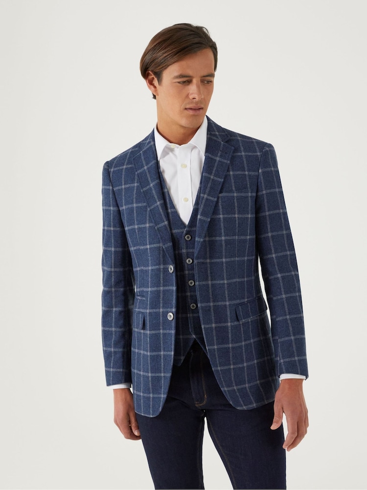 Skopes Blue Tailored Fit Jepson Check Jacket - Image 1 of 5
