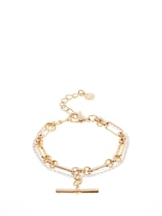 Mint Velvet Gold Mixed Double Strand Bracelet - Image 2 of 3