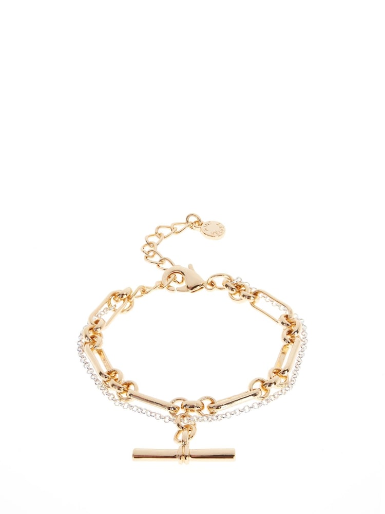 Mint Velvet Gold Mixed Double Strand Bracelet - Image 2 of 3