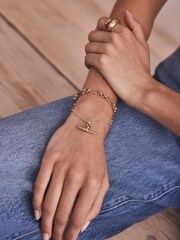 Mint Velvet Gold Mixed Double Strand Bracelet - Image 3 of 3