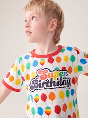 Little Bird by Jools Oliver Multi 100% Cotton Short Sleeve Raglan Super Birthday Celebration T-Shirt - Image 3 of 5