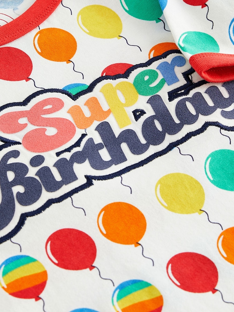 Little Bird by Jools Oliver Multi 100% Cotton Short Sleeve Raglan Super Birthday Celebration T-Shirt - Image 5 of 5