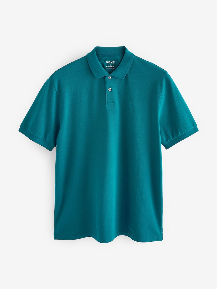 Buy Blue Teal Regular Fit Short Sleeve Pique Polo Shirt from Next