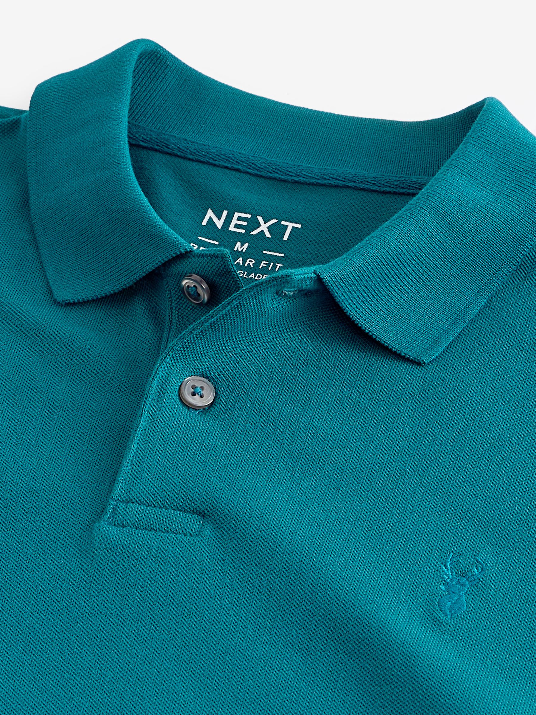 Buy Blue Teal Regular Fit Short Sleeve Pique Polo Shirt from the Next UK online shop