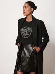 Mint Velvet Black Patent Mini Skirt - Image 1 of 4
