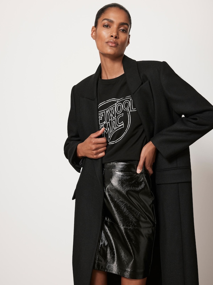 Mint Velvet Black Patent Mini Skirt - Image 2 of 4