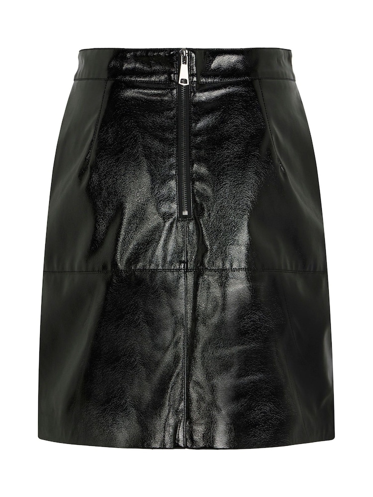 Mint Velvet Black Patent Mini Skirt - Image 4 of 4