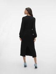 VERO MODA Black Waisted Long Sleeve Midi Knitted Jumper Dress - Image 2 of 5