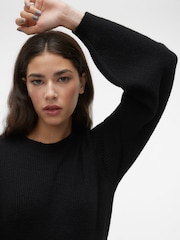 VERO MODA Black Waisted Long Sleeve Midi Knitted Jumper Dress - Image 4 of 5