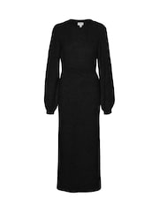 VERO MODA Black Waisted Long Sleeve Midi Knitted Jumper Dress - Image 5 of 5