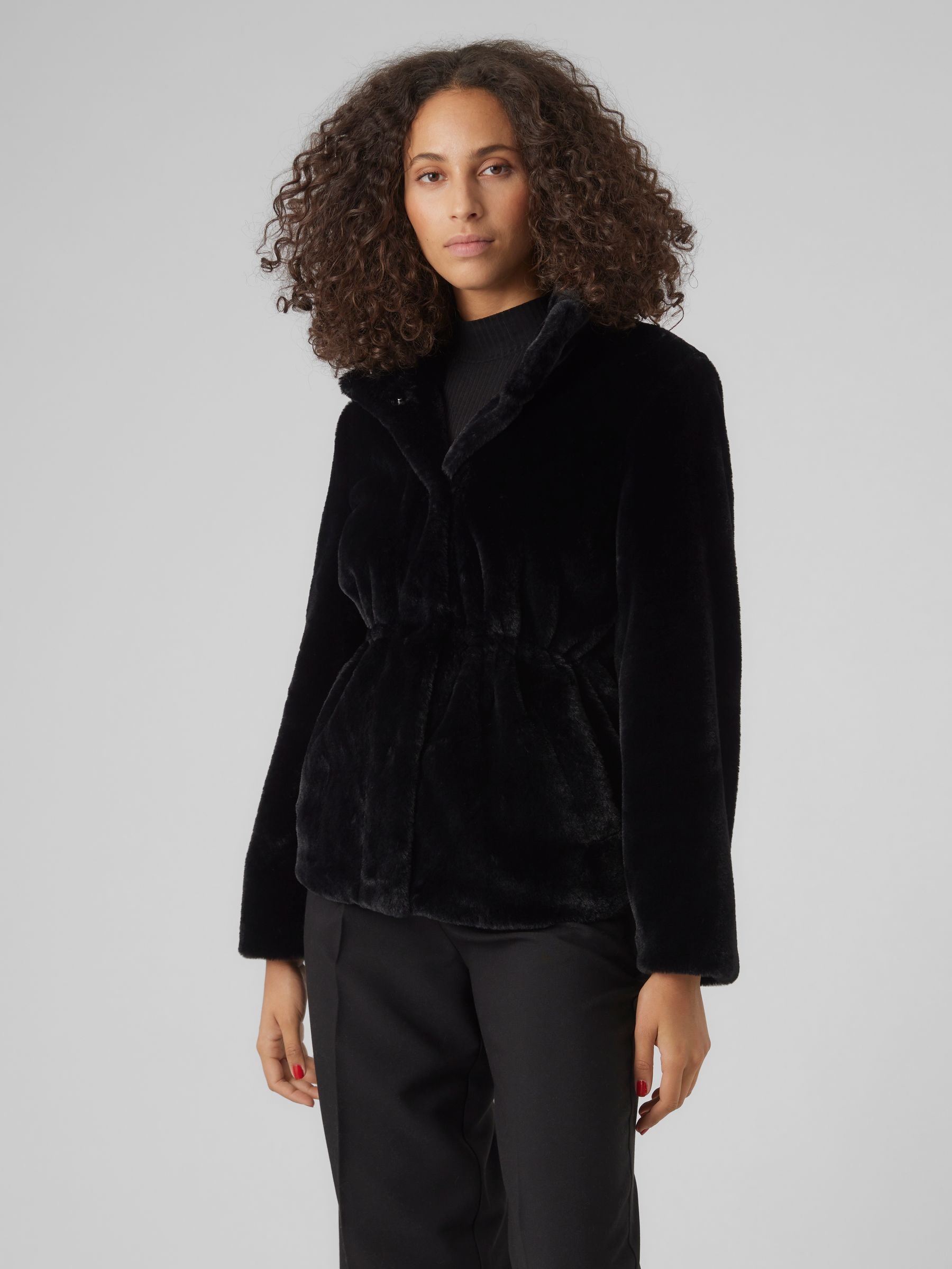 Black faux fur coat next clearance