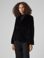 VERO MODA Black Faux Fur Coat - Image 1 of 7