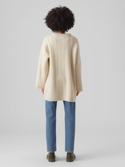 VERO MODA Cream Longline Cable Knit Cosy Tunic Jumper - Image 2 of 5