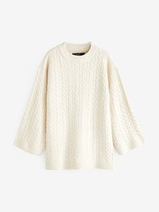 VERO MODA Cream Longline Cable Knit Cosy Tunic Jumper - Image 5 of 5