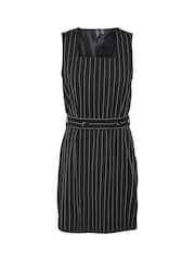VERO MODA Black Pinstripe Pinafore Belted Tailored Mini Dress - Image 7 of 7