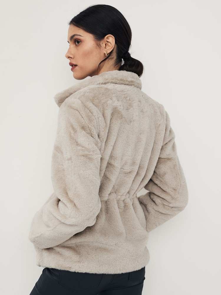 VERO MODA Cream Faux Fur Coat - Image 2 of 4
