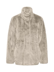 VERO MODA Cream Faux Fur Coat - Image 4 of 4