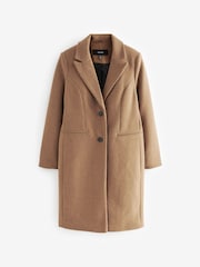 VERO MODA Brown Longline Button Up Smart Wool Coat - Image 5 of 5