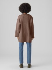 VERO MODA Brown Longline Cable Knit Cosy Tunic Jumper - Image 2 of 5