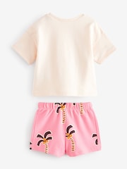 Pink Palm Tree 100% Cotton Short Sleeve T-Shirt and Shorts Set (3mths-7yrs) - Image 5 of 6