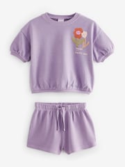 Purple Flower Short Sleeve T-Shirt and Shorts Set (3mths-7yrs) - Image 8 of 10