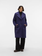 VERO MODA Blue Longline Boucle Button Up Smart Coat - Image 1 of 6