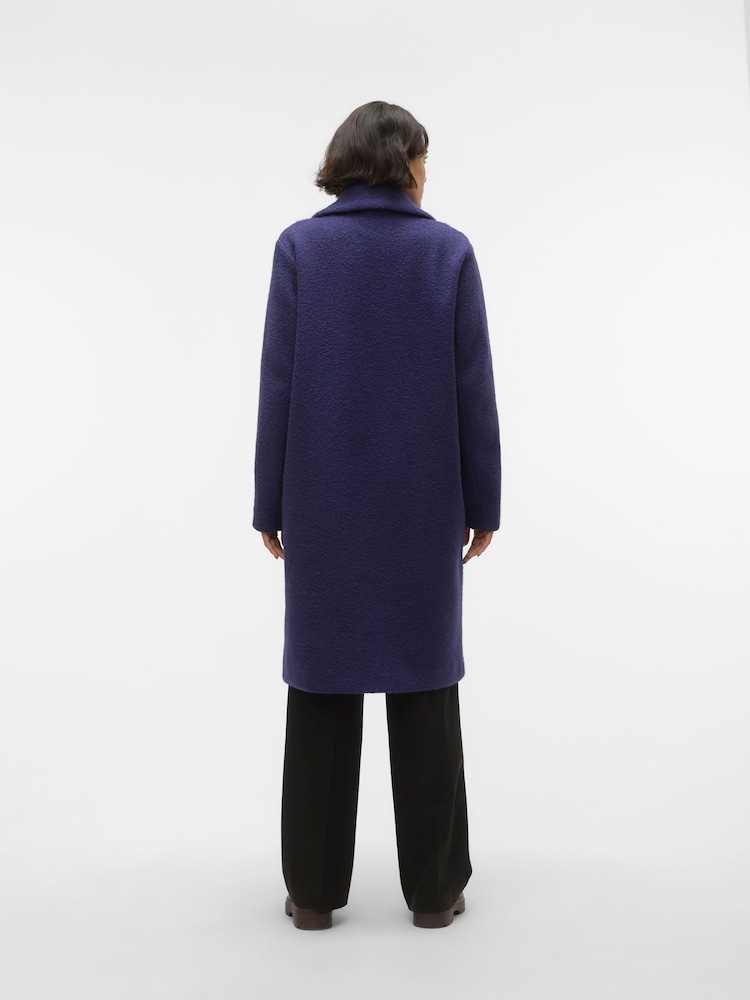 VERO MODA Blue Longline Boucle Button Up Smart Coat - Image 2 of 6