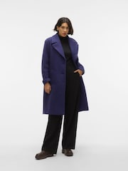 VERO MODA Blue Longline Boucle Button Up Smart Coat - Image 3 of 6