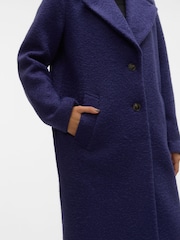 VERO MODA Blue Longline Boucle Button Up Smart Coat - Image 5 of 6