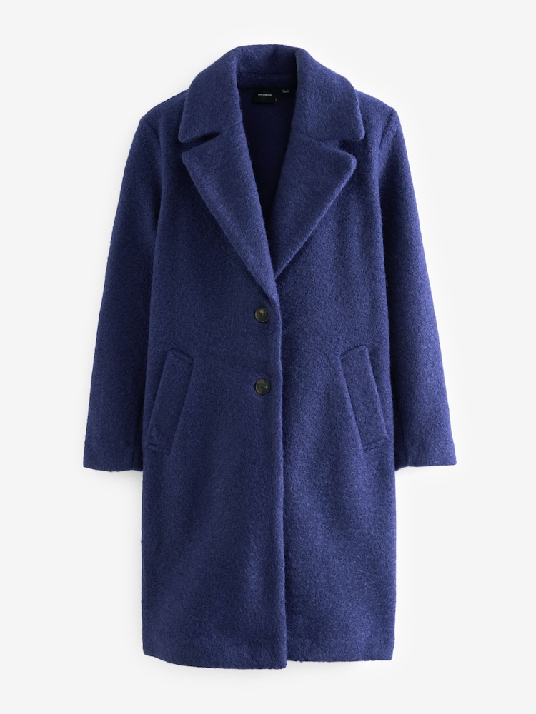 VERO MODA Blue Longline Boucle Button Up Smart Coat - Image 6 of 6