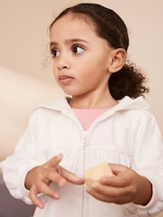 Weiß - Kapuzenjacke mit Lochstickerei und Reißverschluss (3Monate–7Jahre) - Bild 2 von 7