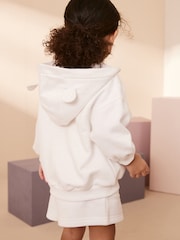 Weiß - Kapuzenjacke mit Lochstickerei und Reißverschluss (3Monate–7Jahre) - Bild 3 von 7