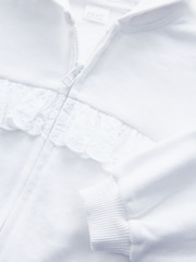 Weiß - Kapuzenjacke mit Lochstickerei und Reißverschluss (3Monate–7Jahre) - Bild 7 von 7