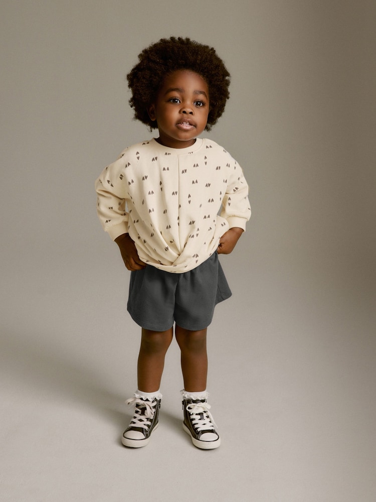 Black Mono Heart Shorts Set (3mths-7yrs) - Image 1 of 7 Black Mono Heart Shorts Set (3mths-7yrs) - Image 1 of 7