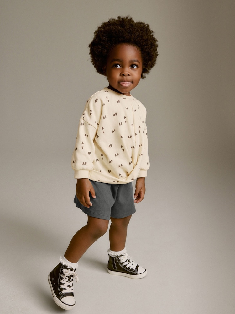 Black Mono Heart Shorts Set (3mths-7yrs) - Image 2 of 7 Black Mono Heart Shorts Set (3mths-7yrs) - Image 2 of 7