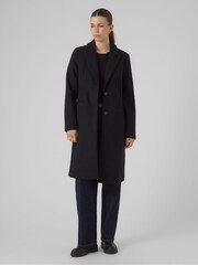 VERO MODA Black Longline Button Up Smart Wool Coat - Image 3 of 5